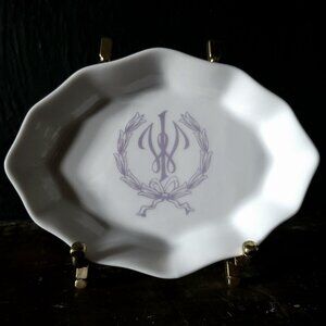 Colonial Williamsburg Monogram Scalloped Porcelain Trinket Dish